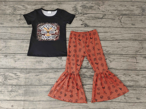GSPO0433 Baby  Short Sleeve and Bell Bottoms Pants Sets