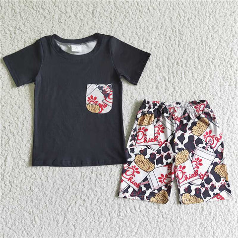 BSSO0079  Boys Pocket Short Sleeve Shorts Set