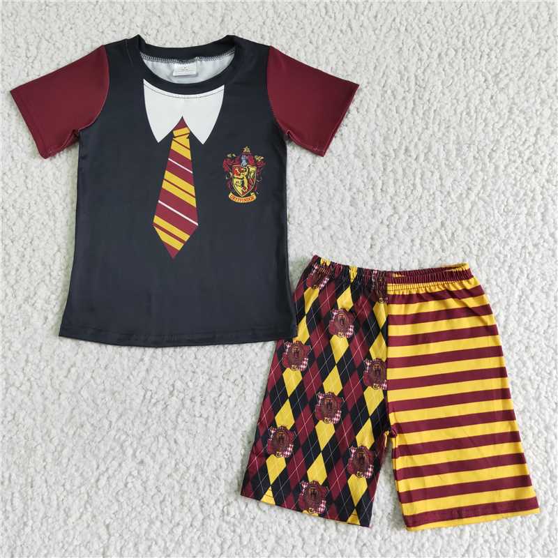 BSSO0083  Boys Halloween Short Sleeve Shorts Set