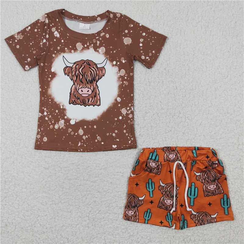 BSSO0199 Boys' Alpine Cactus Short Sleeve Shorts Set