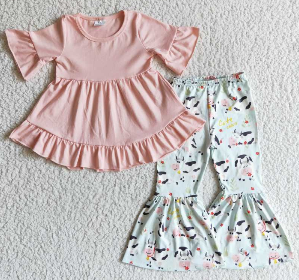 GSPO0115 Farm Girl Short Sleeve Flared Pants Outfit