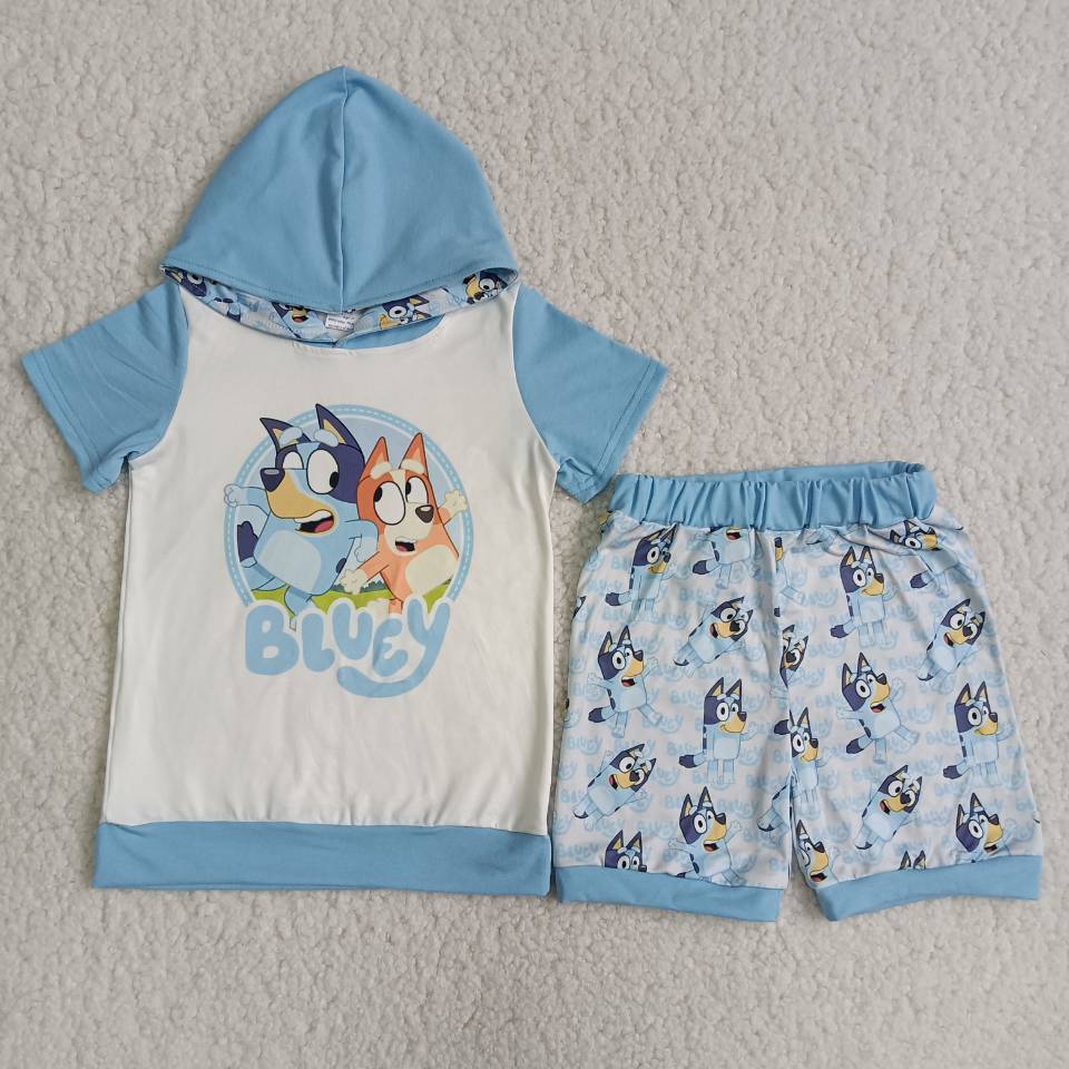 C1-2 Men's Dog Blue Boys Hoodie Set