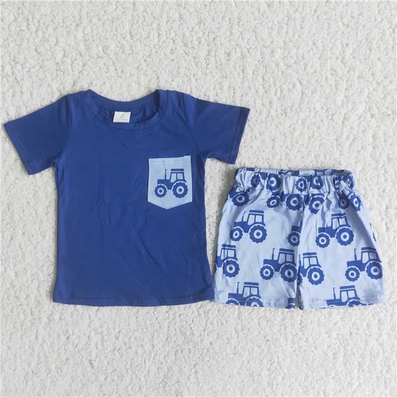 C12-4  Dark Blue Pocket Truck Elastic Boys Suit