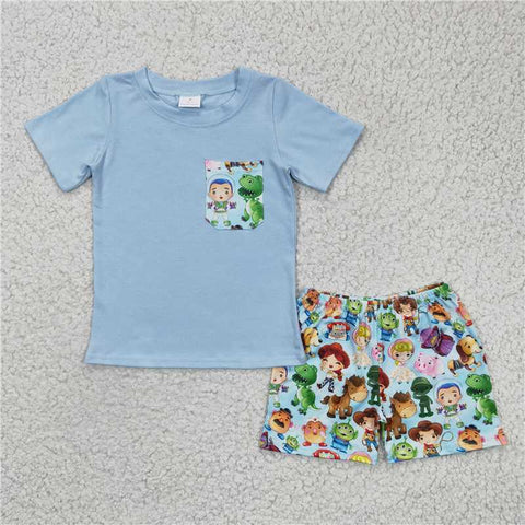 C14-24  Light Blue Doll Pocket Cartoon Boy Set