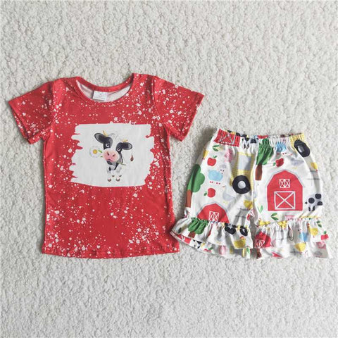 C15-5  Cow Red Short Sleeve Suit