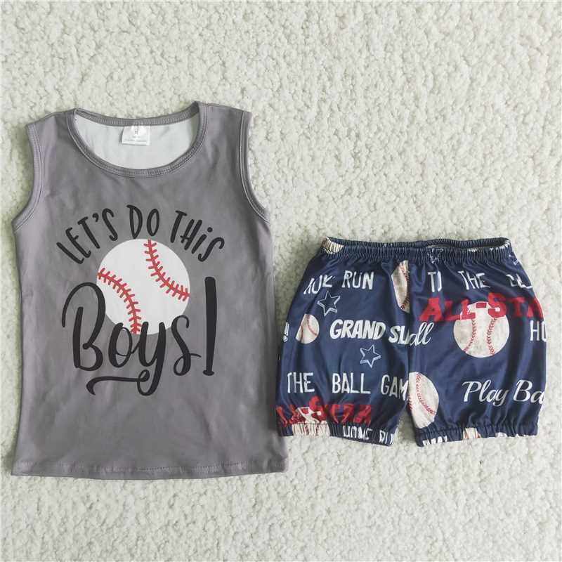 C8-14  Gray Sleeveless Boys Baseball Boys Suit