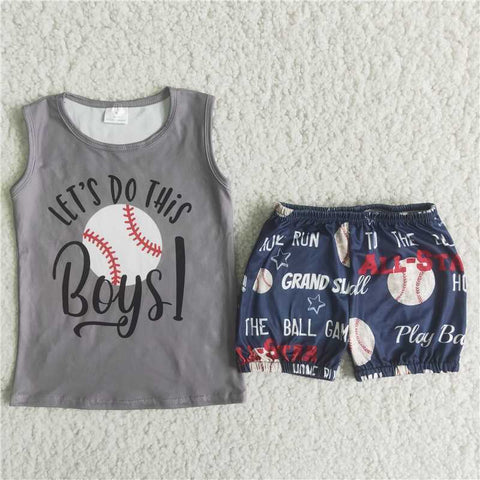 C8-14  Gray Sleeveless Boys Baseball Boys Suit