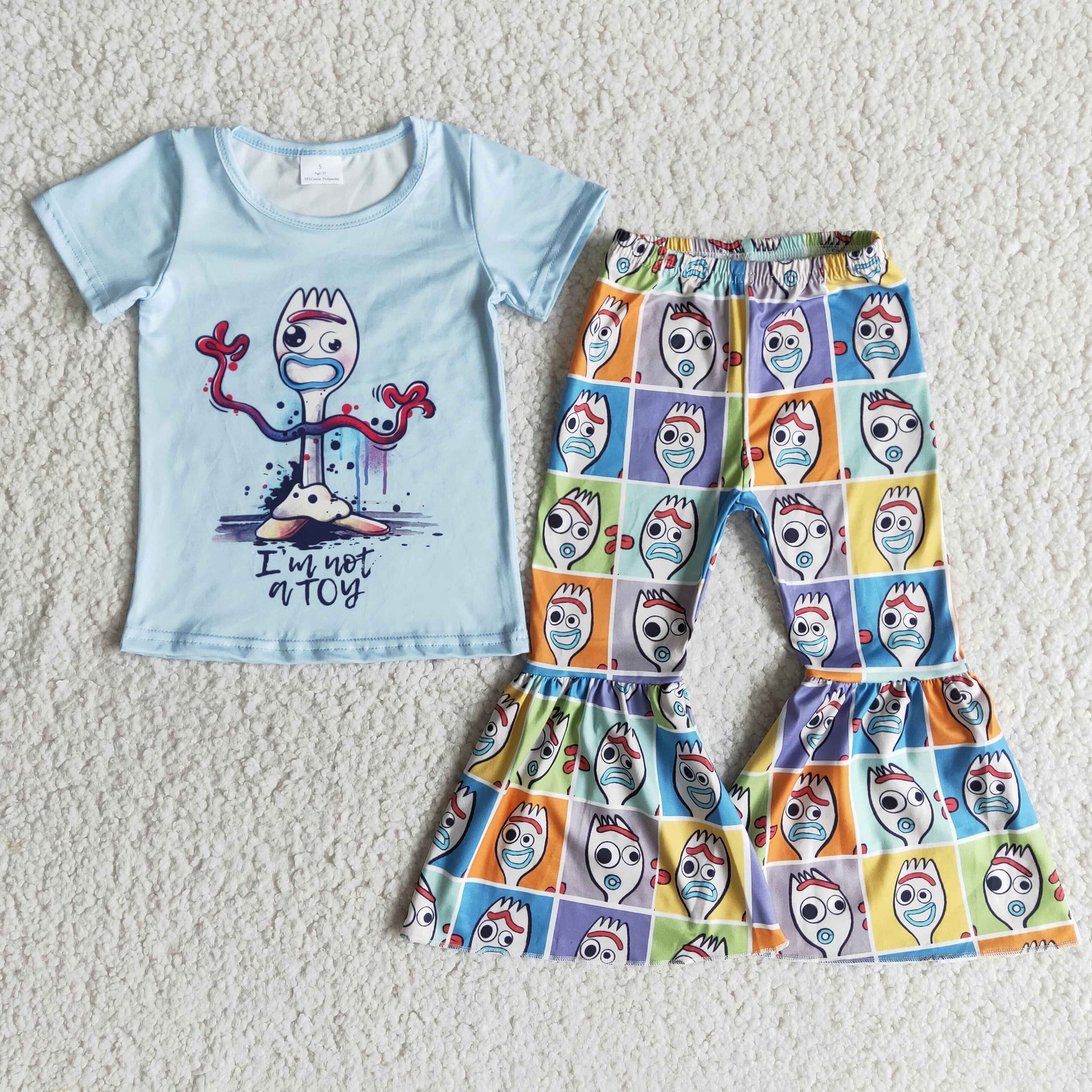 B2-2 Baby Girls Short Sleeve and Bell Bottoms Pants Sets