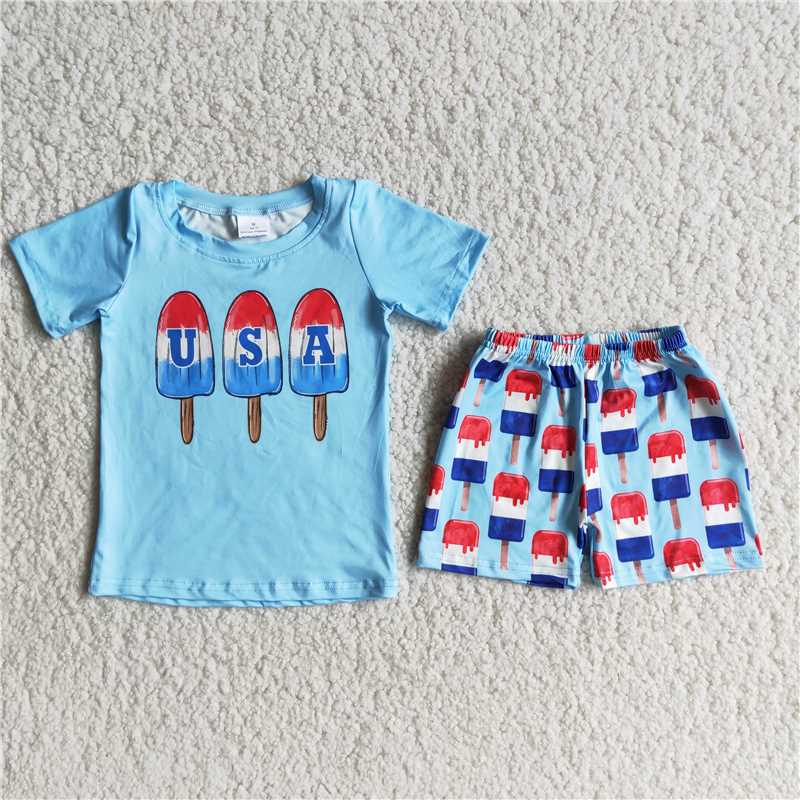 D7-15   Blue USA popsicle boy suit