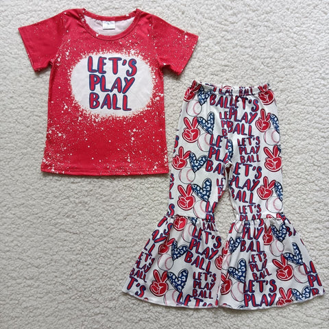 B0-12 Ball Baby Girls Short Sleeve and Bell Bottoms Pants Sets