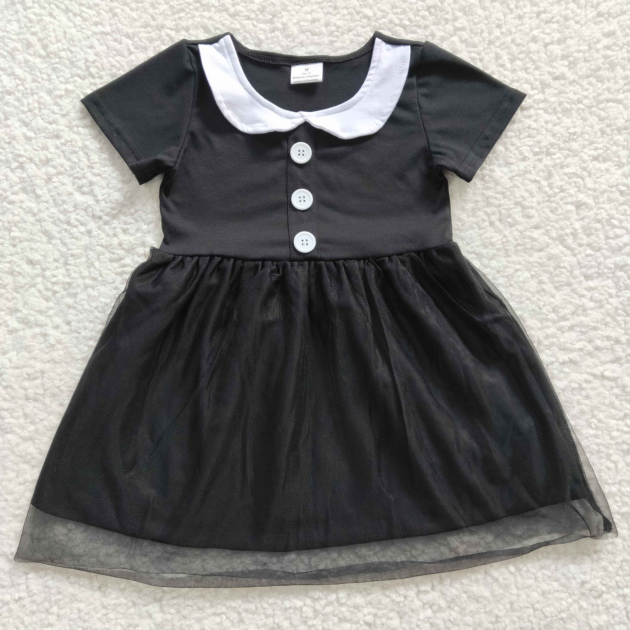 GSD0285 baby girl black short-sleeved dress