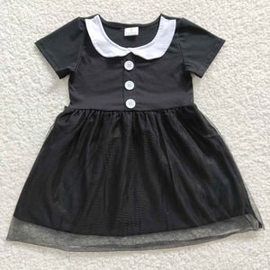 GSD0285 baby girl black short-sleeved dress