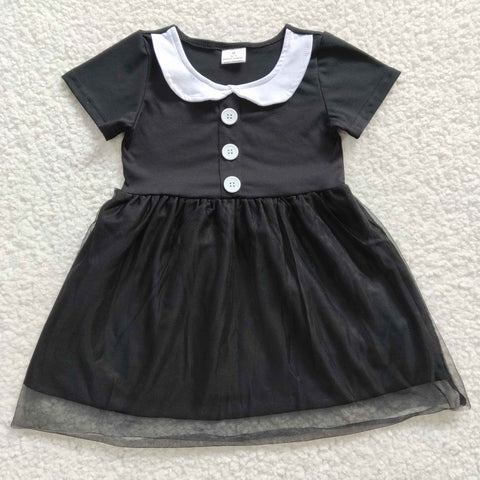 GSD0285 baby girl black short-sleeved dress