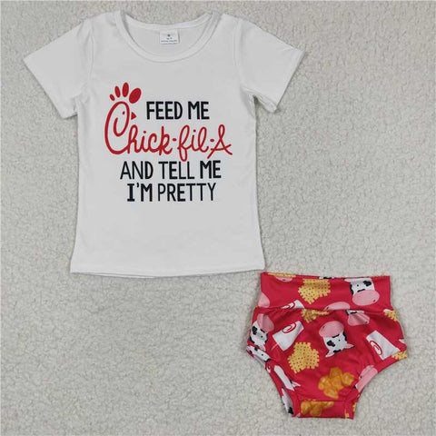 GBO0079  Girls FEED Cow Burger Short Sleeve Brief Set