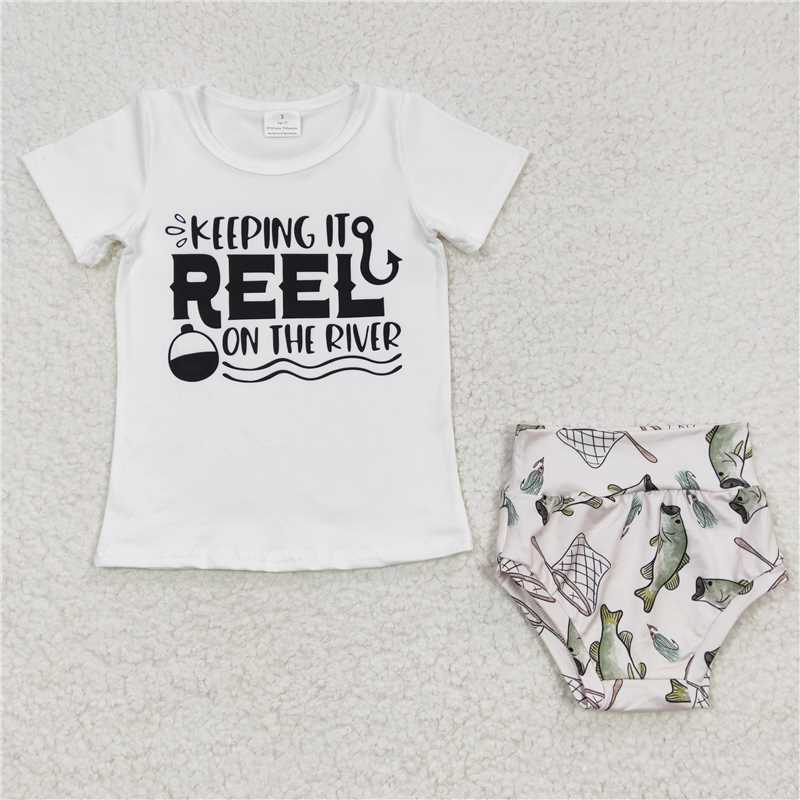 GBO0087  Girls Fishing REEL Short Sleeve Brief Set