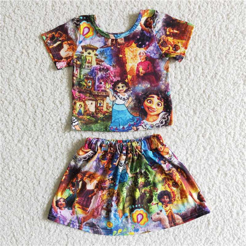 GSD0027  Girls Magic Full House Short Sleeve Skirt Set