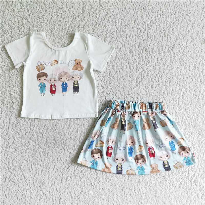 GSD0120   golden girl white short-sleeved skirt suit
