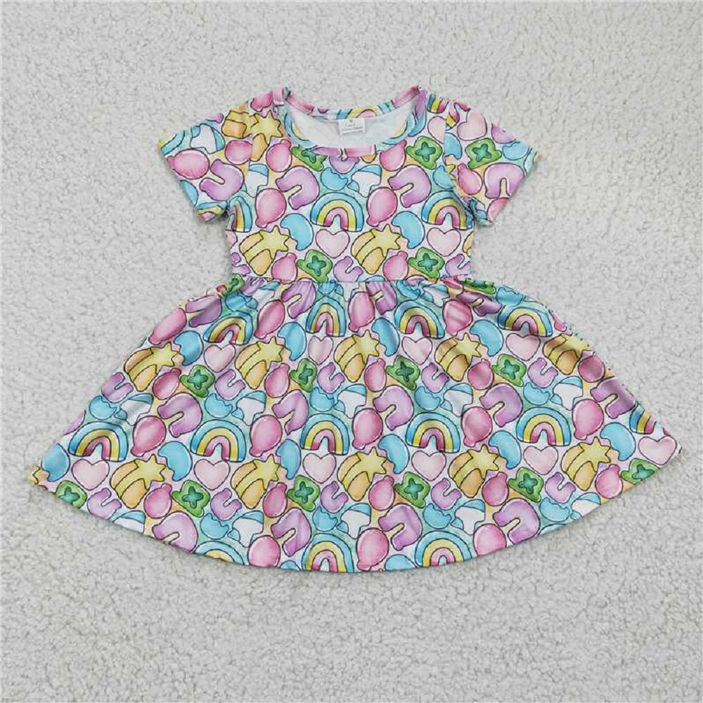 GSD0171  Girls Rainbow Balloon Short Sleeve Dress