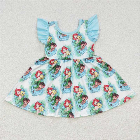 GSD0209  Girls Blue Flying Sleeve Dress