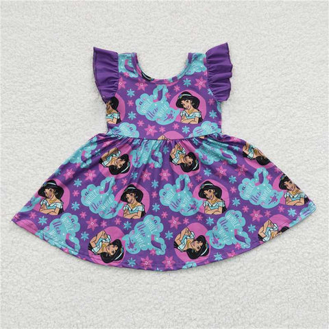 GSD0230  Girls Purple Flying Sleeve Dress