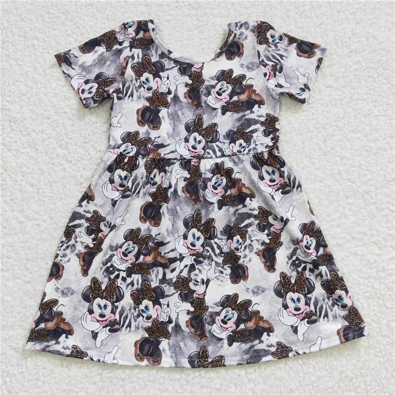 GSD0232  girls leopard print short sleeve dress