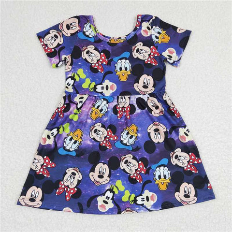 GSD0244  girls purple short sleeve dress