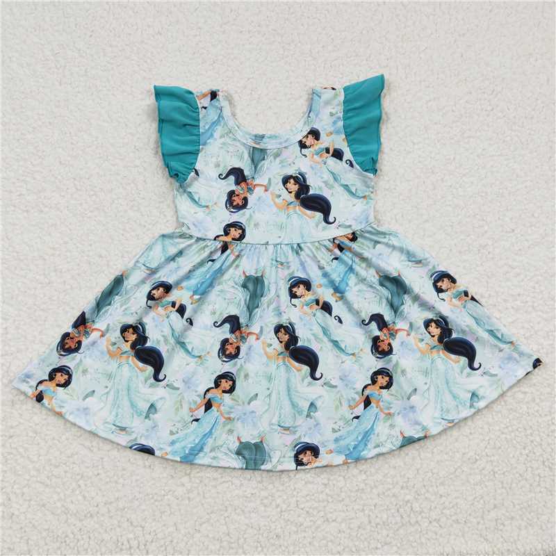 GSD0267  Girls Blue Flying Sleeve Dress