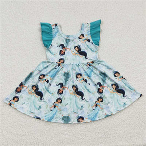 GSD0267  Girls Blue Flying Sleeve Dress