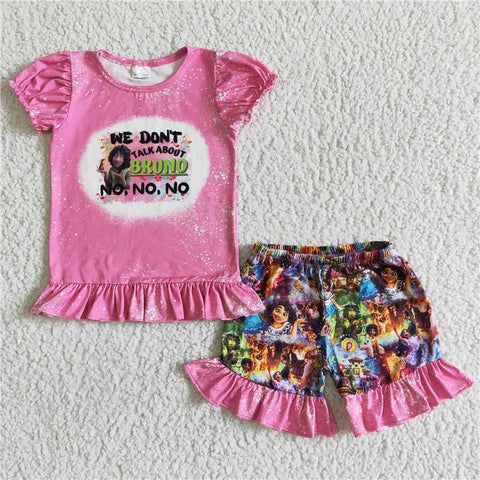 GSSO0006   Girls Pink Short Sleeve Shorts Set