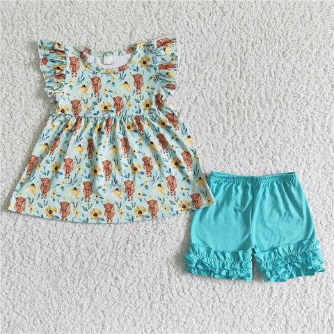 GSSO0106   Girls Alpine Gloria Flying Sleeve Shorts Set