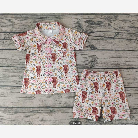 GSSO0176 Girls' Alpine Gloria Pink Pocket Short Sleeve Shorts Set