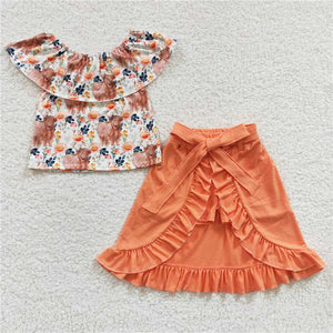 GSSO0184   Girls Alpine Gloria Off-Shoulder Culottes Set