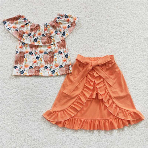 GSSO0184   Girls Alpine Gloria Off-Shoulder Culottes Set