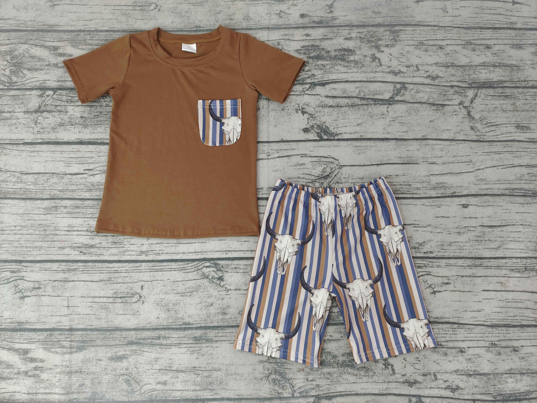 BSSO0149 Baby Boys Blue Summer Short Sleeves And Shorts Sets