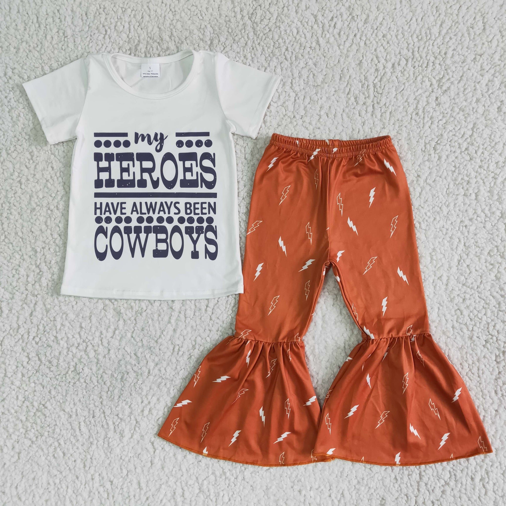 B15-30 Cowboy Baby Girls Short Sleeve and Bell Bottoms