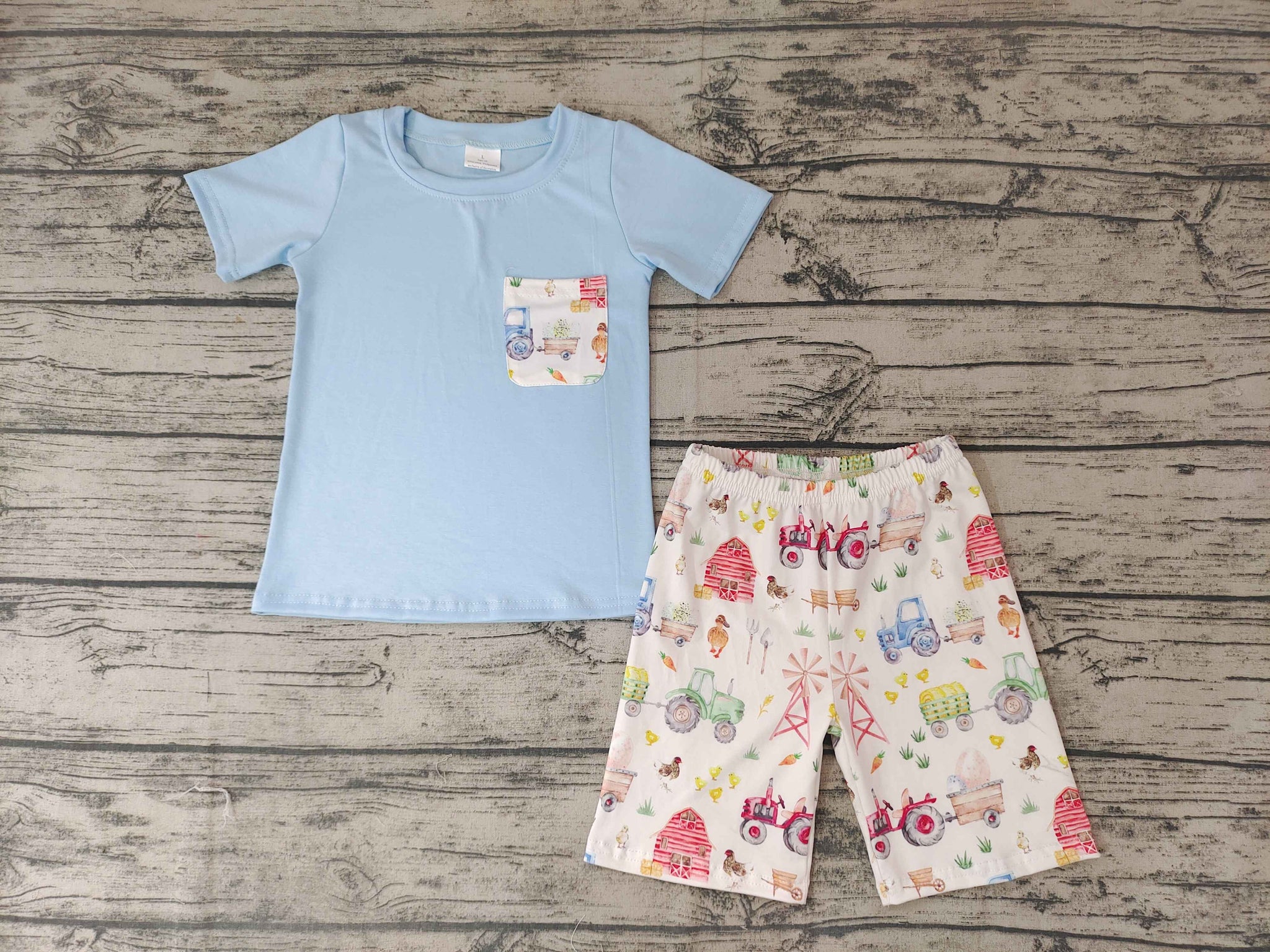 BSSO0142 Baby Boys farm Summer Shorts Sets