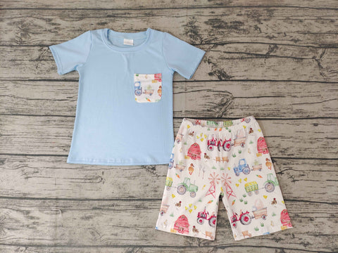 BSSO0142 Baby Boys farm Summer Shorts Sets