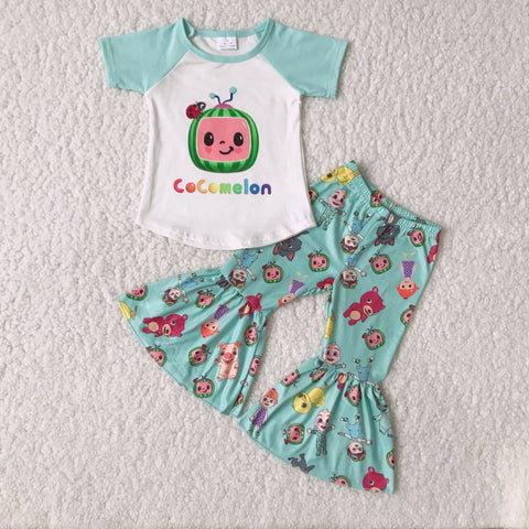 Baby Girls Short Sleeve and Bell Bottoms Pants Sets