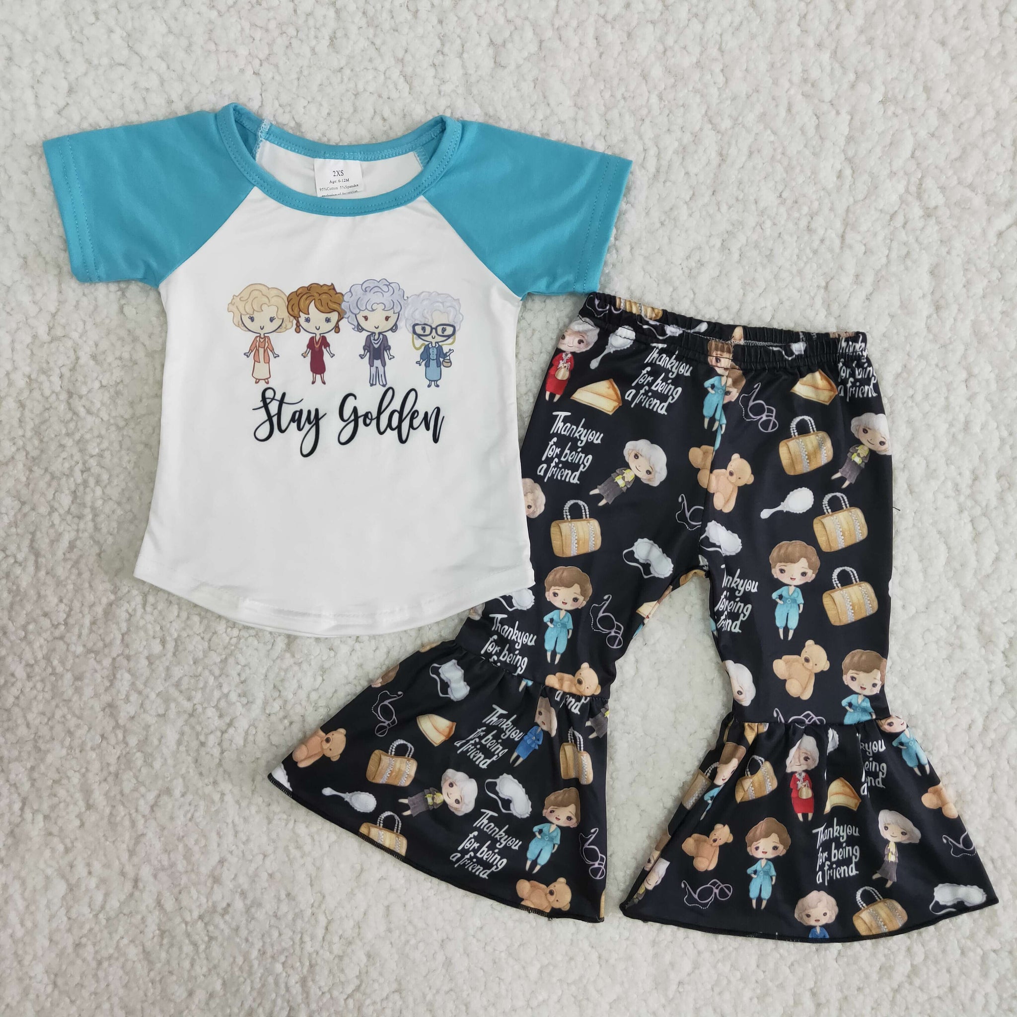 Baby Girls Short Sleeve and Bell Bottoms Pants Sets