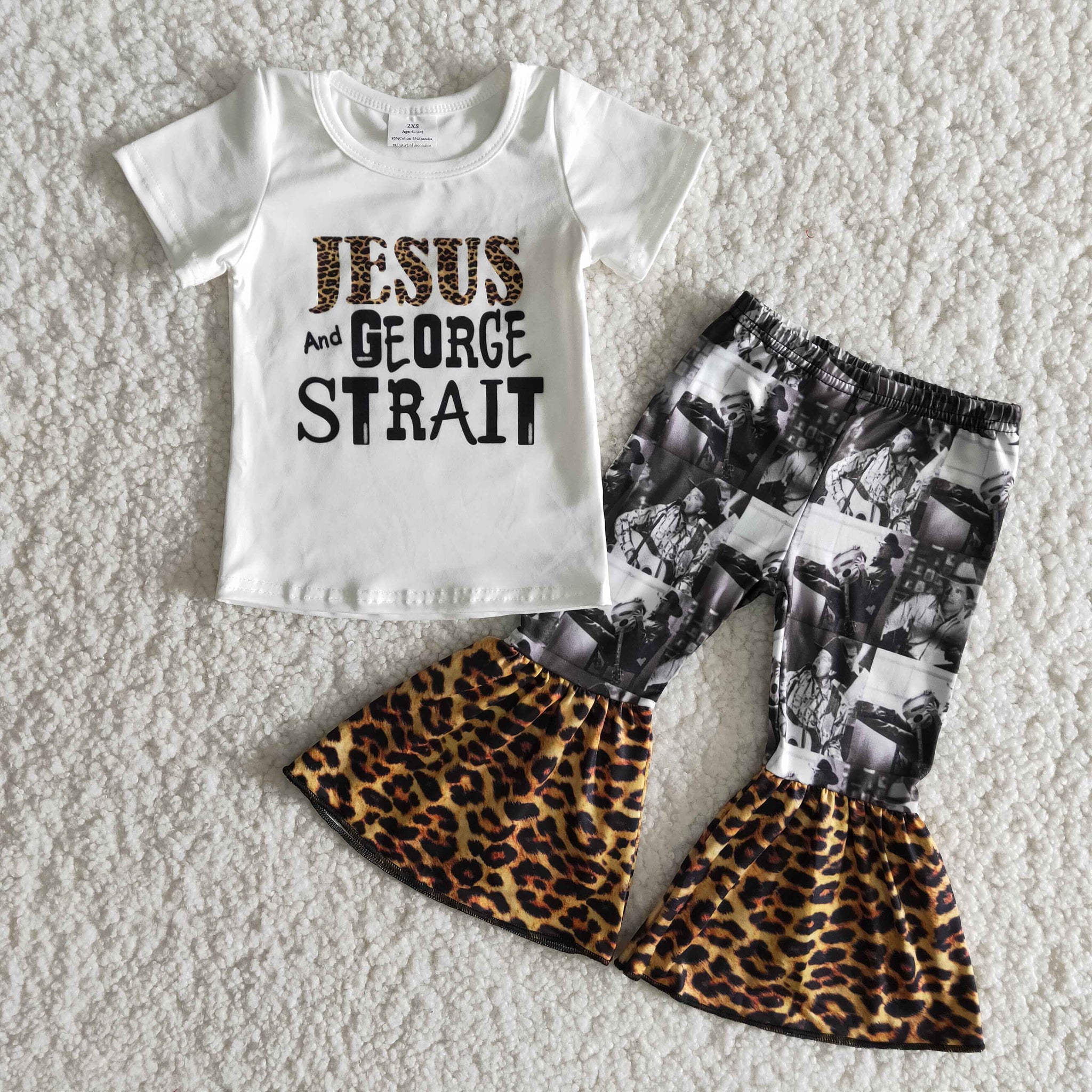 A18-10 Easter Jesus Western Style Designer Baby Girls Kids Short Sleeve and Bell Bottoms Sets