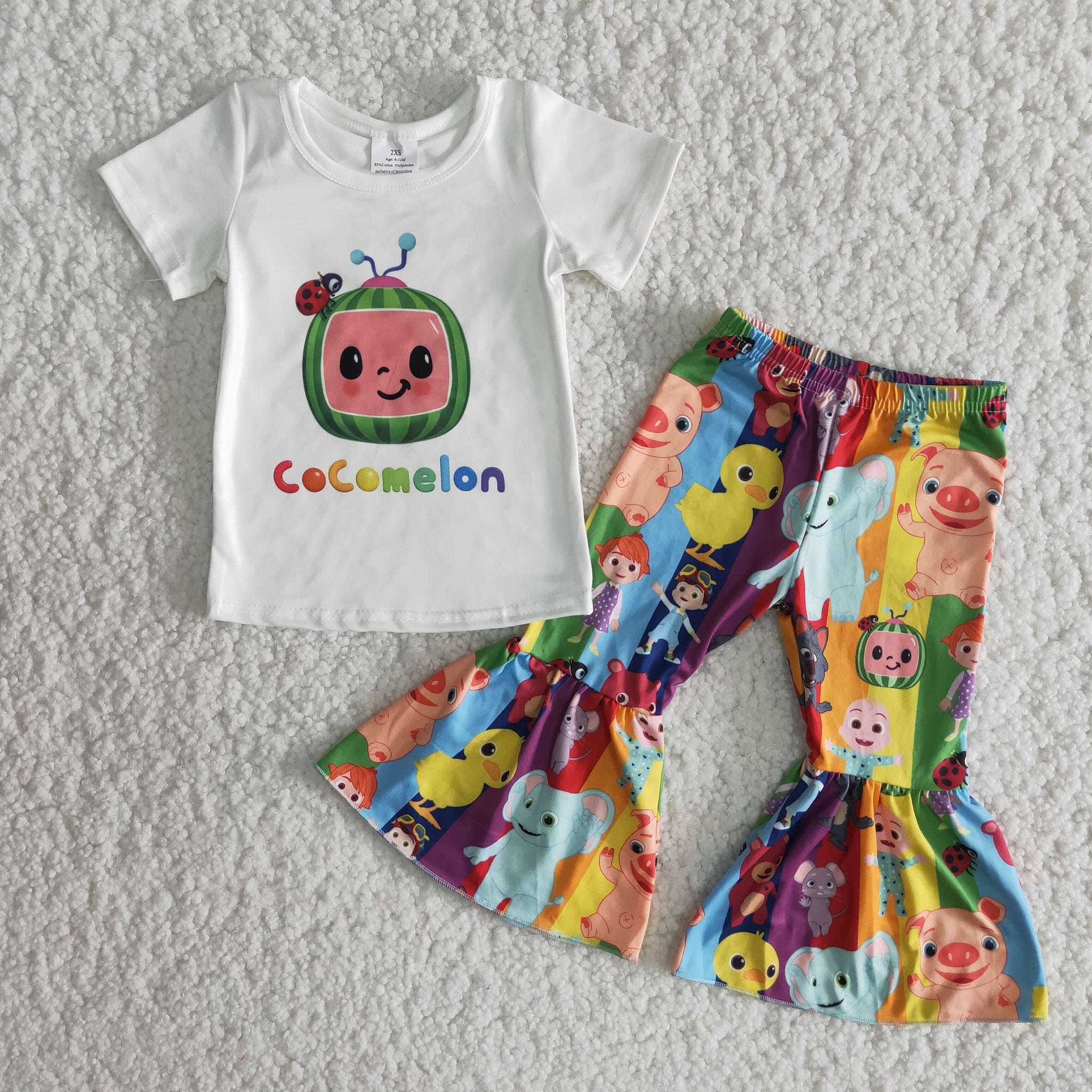 Baby Girls Short Sleeve and Bell Bottoms Pants Sets