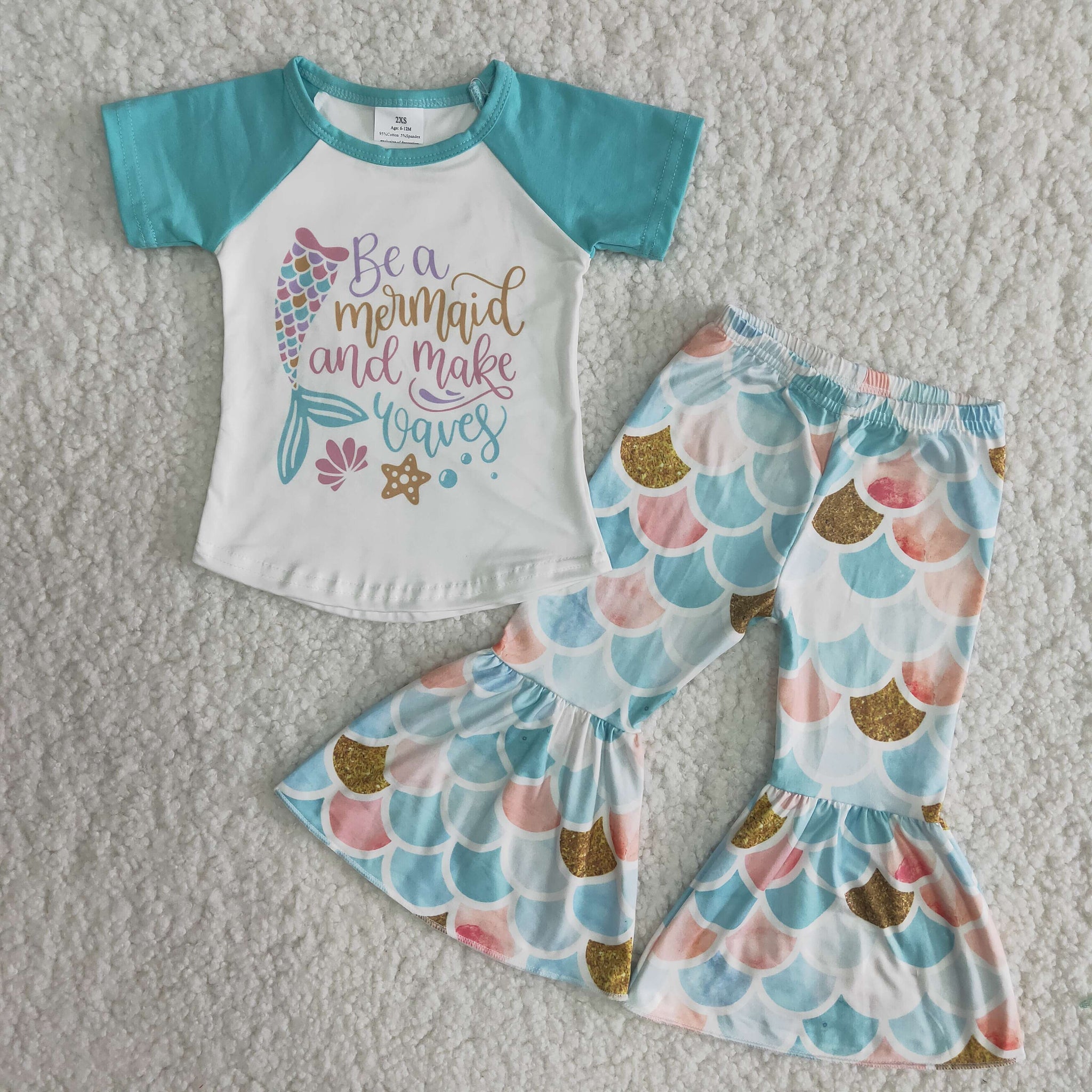 Baby Girls Short Sleeve and Bell Bottoms Pants Sets
