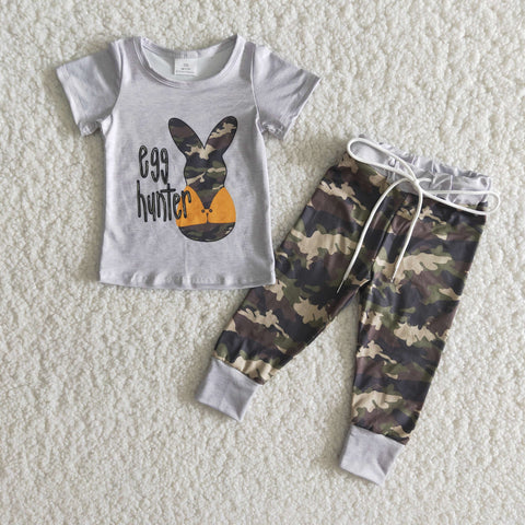 B16-23 Easter Baby Boys Kids Egg Short Sleeve and Long Pants Sets