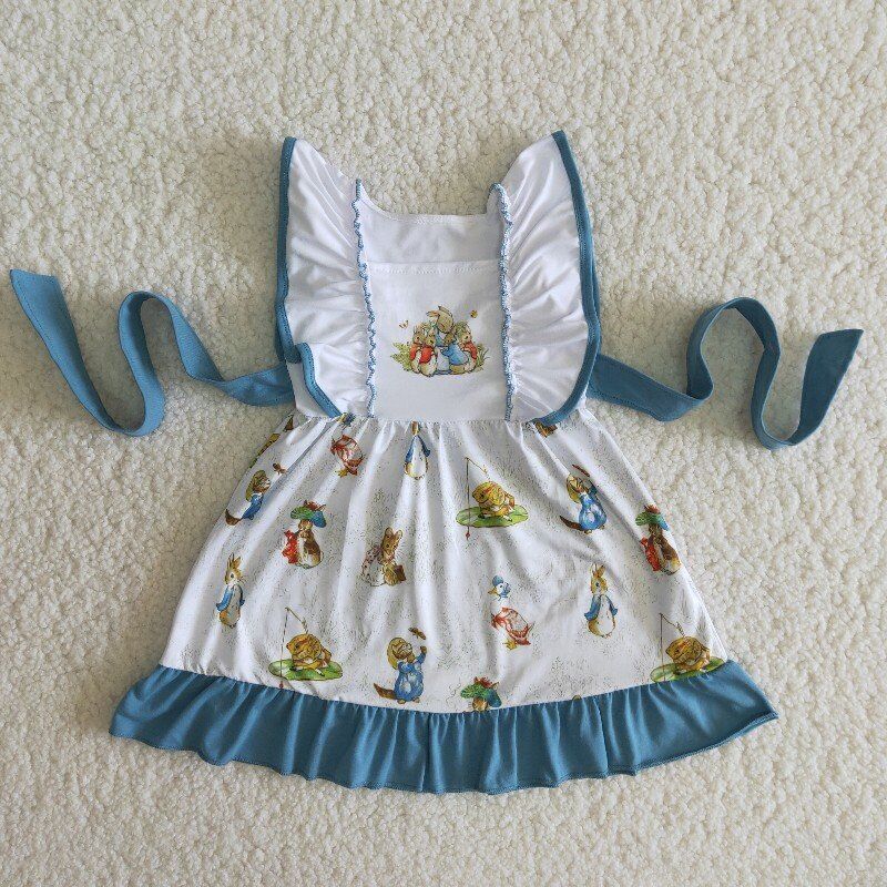 B12-3 Easter Blue Flutter Sleeve Dress
