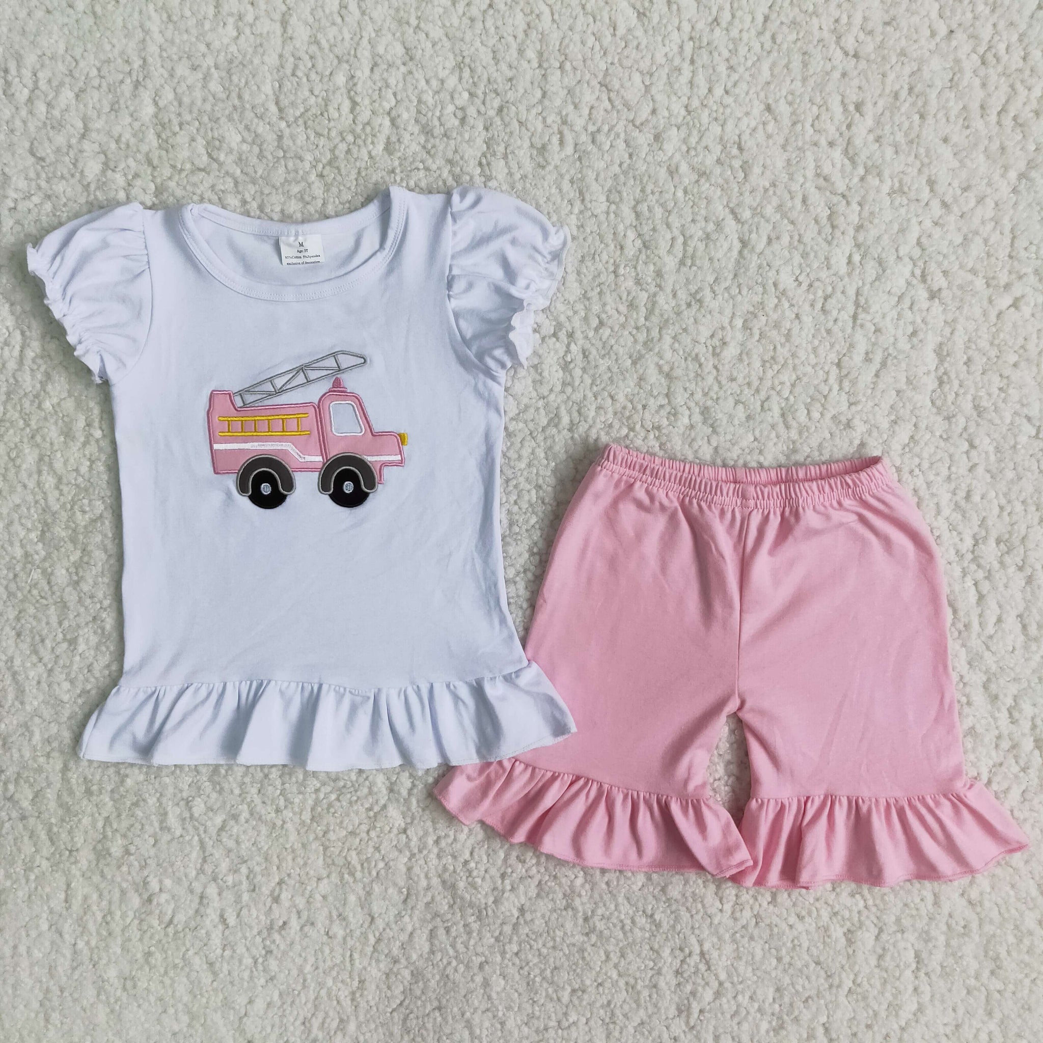 B3-4 Baby Girls Embroidery Summer Shorts Sets