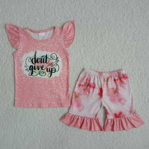 C0-3 Baby Girls Ruffles Sleeve Flower Shorts Sets Summer Outfits