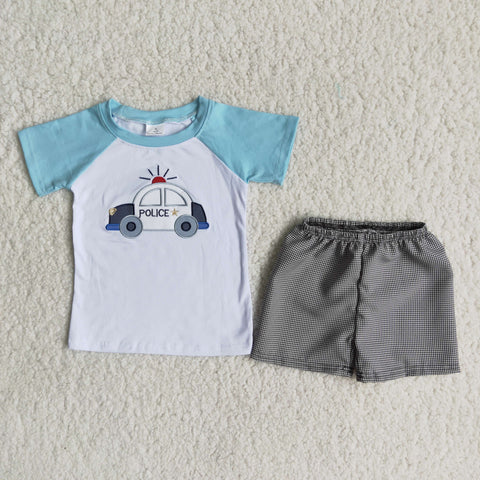 B18-4 Baby Boys Embroidery Summer Shorts Sets