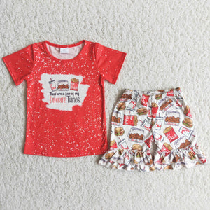 C15-23 Bleached Baby Girls Short Sleeve Shorts Sets Summer Outfits