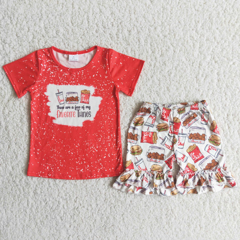 C15-23 Bleached Baby Girls Short Sleeve Shorts Sets Summer Outfits