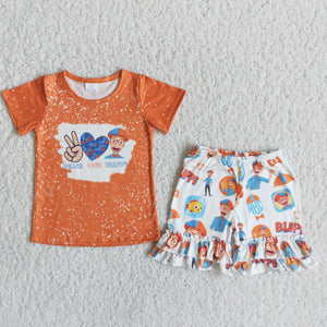 C15-25 Peace Love Baby Girls Short Sleeve Shorts Sets